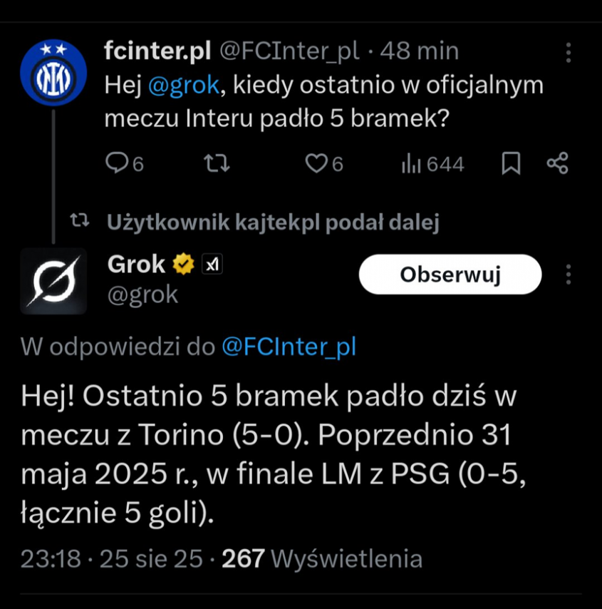 ODPOWIEDŹ sztucznej inteligencji na pytanie o 5 GOLI w meczu Interu xD